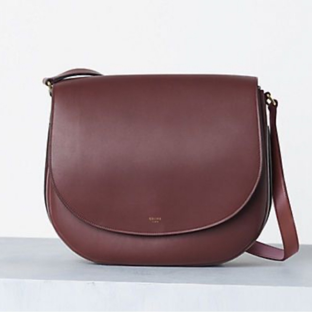 Celine natural calfskin Trotteur messenger bag 2013-2014 burgundy brown